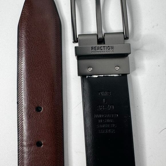 Kenneth Cole Reaction Belt Mens 38-40 Synthetic Brown Black Reversible - Picture 3 of 6